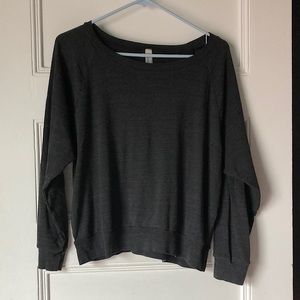 American Apparel Heather Grey Off the Shoulder Sweatshirt 50 25 25 Y2K